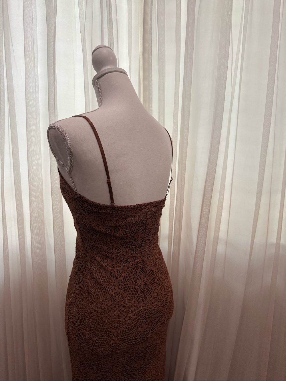 Windsor Brown Spaghetti-Strap Maxi Dress with Front Ring - Picture 3 of 5